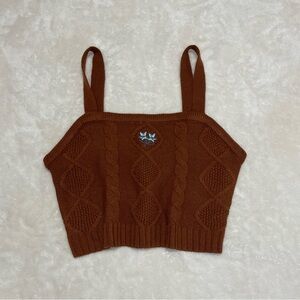 Brown Cable Knit Crop Top